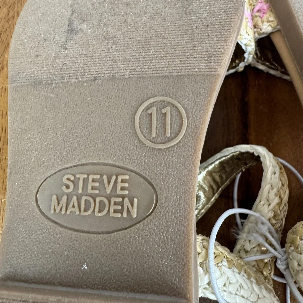 New Little Kids Steve Madden Lyza Brown Woven Strappy Casual Sandal Size 11 NWOB